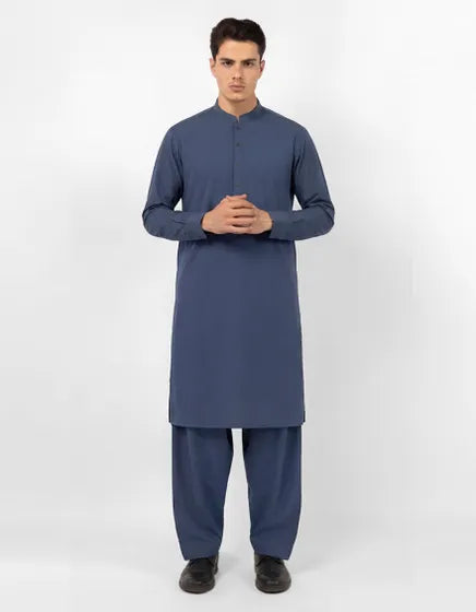 BLUE PLAIN KAMEEZ SHALWAR