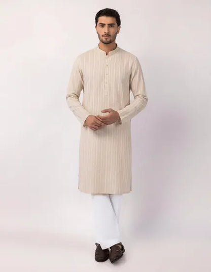 OFF WHITE COTTON SEMI-FORMAL KURTA