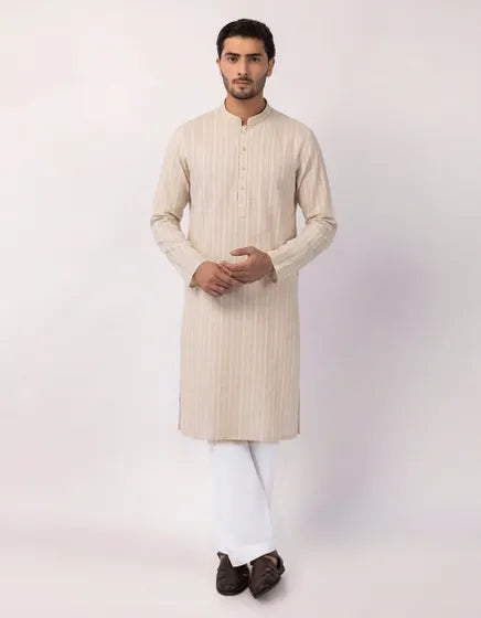 CREAM COTTON SEMI-FORMAL KURTA