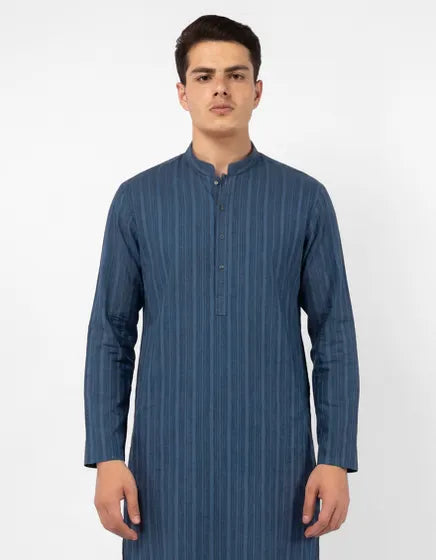 BLUE COTTON SEMI-FORMAL KURTA