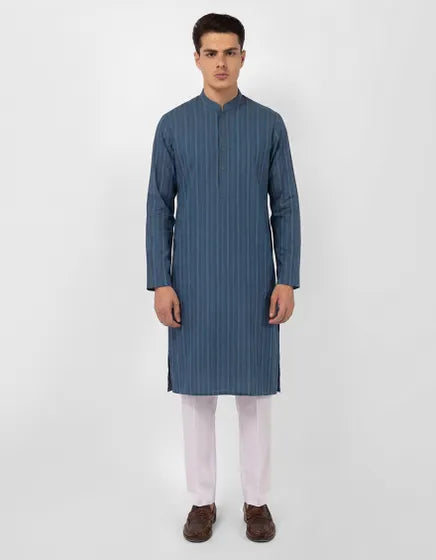 BLUE COTTON SEMI-FORMAL KURTA