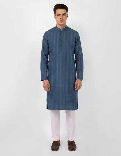 BLUE COTTON SEMI-FORMAL KURTA