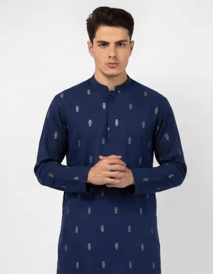 BLUE COTTON SEMI-FORMAL KURTA