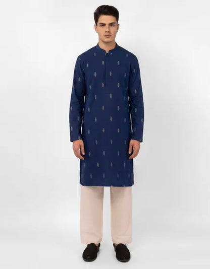 BLUE COTTON SEMI-FORMAL KURTA