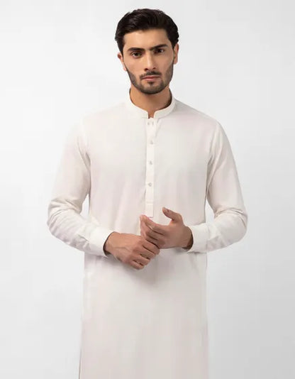 OFF WHITE PLAIN KAMEEZ SHALWAR