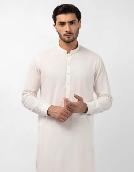 OFF WHITE PLAIN KAMEEZ SHALWAR
