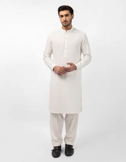 OFF WHITE PLAIN KAMEEZ SHALWAR