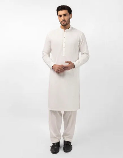 OFF WHITE PLAIN KAMEEZ SHALWAR