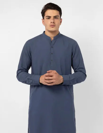 BLUE PLAIN KAMEEZ SHALWAR