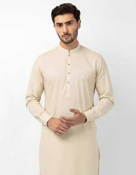 CREAM PLAIN KAMEEZ SHALWAR