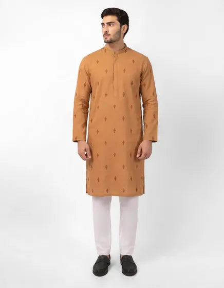 RUST COTTON SEMI-FORMAL KURTA