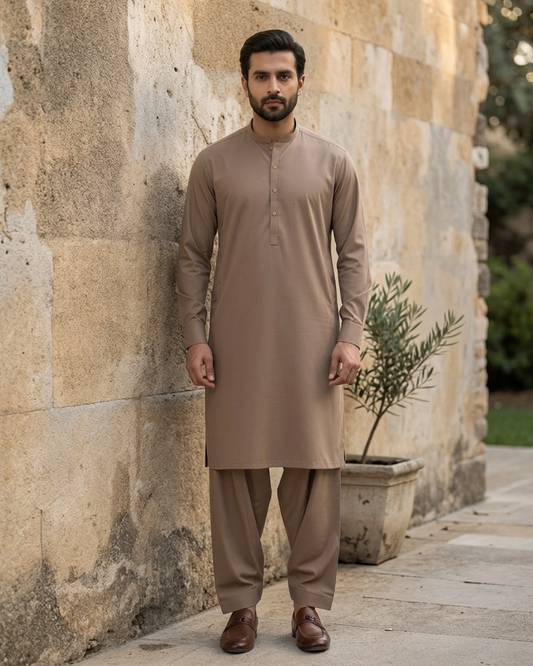 Light Brown Shalwar Kameez