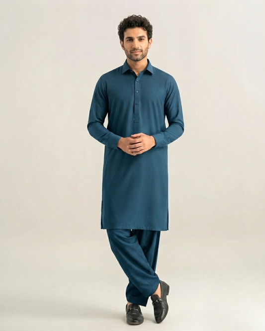 Steel Blue Shalwar Kameez