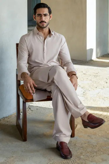 MOLDE - LIGHT BEIGE EXCLUSIVE KAMEEZ SHALWAR
