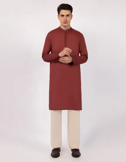 MAROON COTTON SEMI-FORMAL KURTA