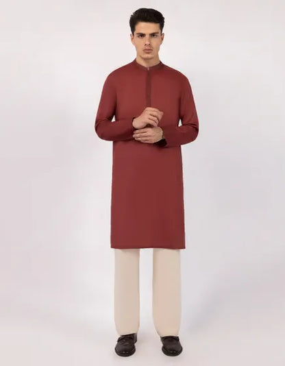 MAROON COTTON SEMI-FORMAL KURTA