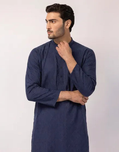 BLUE COTTON SEMI-FORMAL KURTA