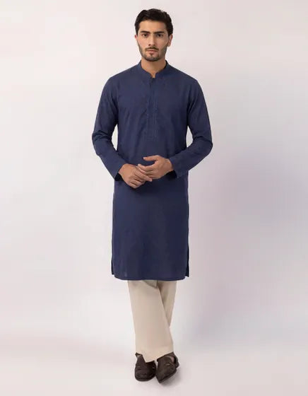 BLUE COTTON SEMI-FORMAL KURTA